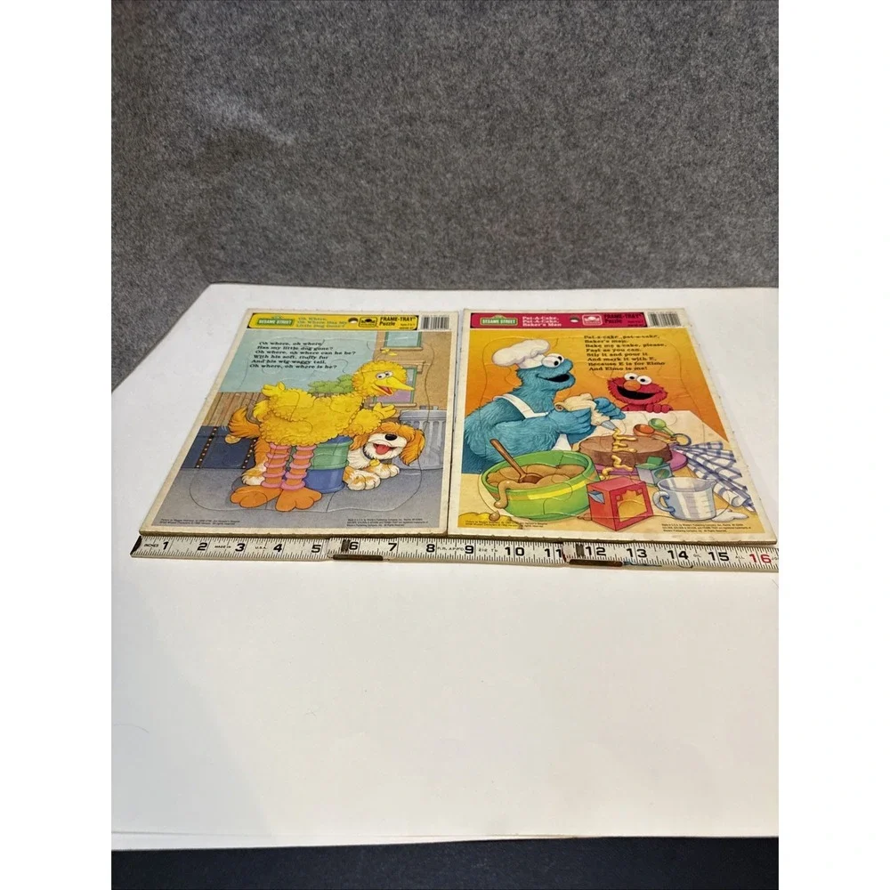 Vintage 1993 Sesame Street Puzzles Lot Of 2 Cookie Monster & Big Bird